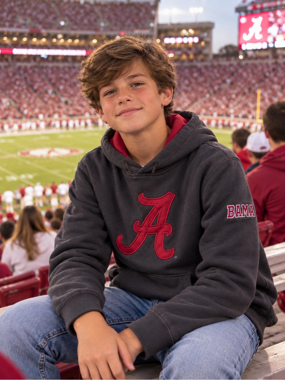 🆕 Colosseum Alabama Crimson Tide Youth M 12-14 Hoodie Charcoal NWT